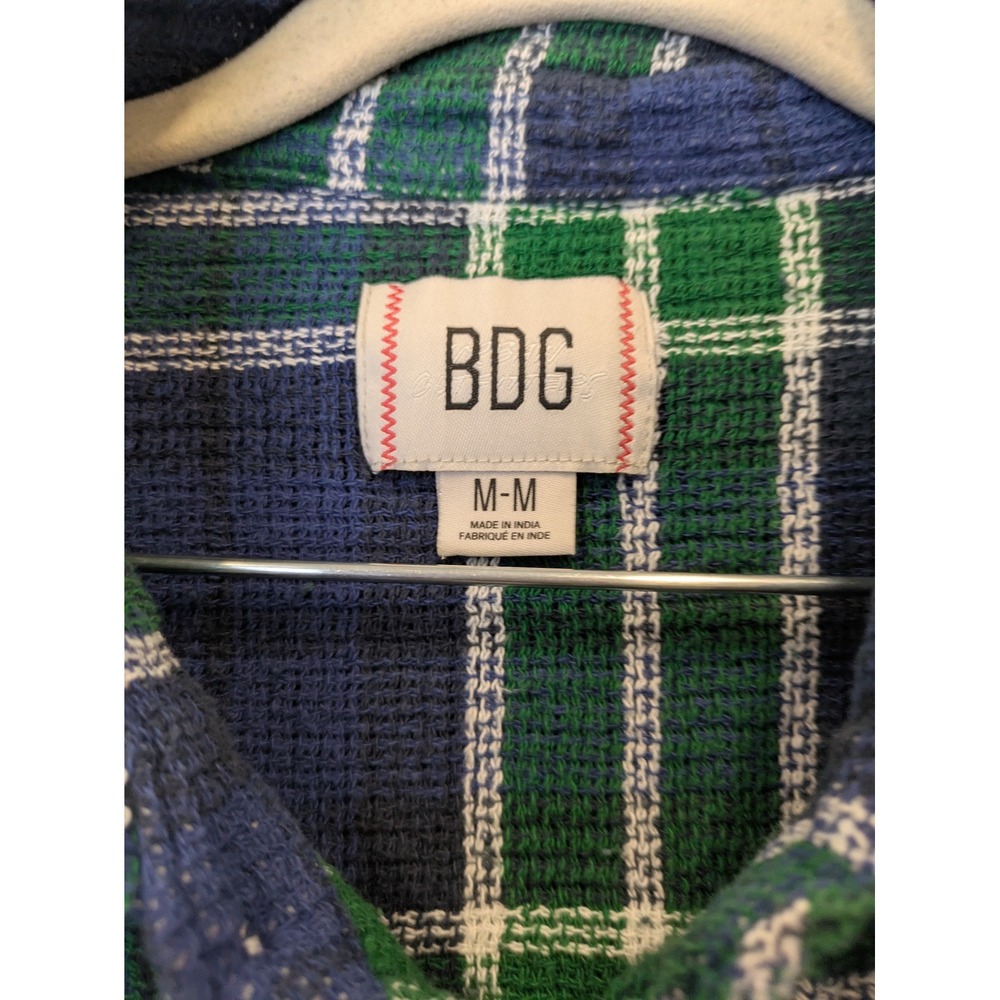 BDG Urban Outfitters Women's Size M Blue Green Plaid Flannel Button‎ Down Shirt - Picture 4 of 8